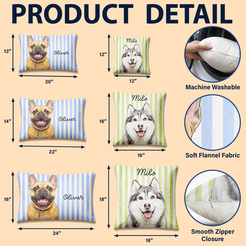 Art Design,Playful,Pet Lovers,Photo - Vivid Watercolor Art - Custom Photo Vivid Watercolor Art Happy Dog Cat Pet Stripe - Personalized Pillow