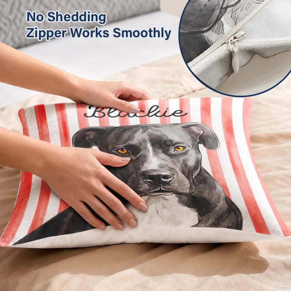 Art Design,Playful,Pet Lovers,Photo - Vivid Watercolor Art - Custom Photo Vivid Watercolor Art Happy Dog Cat Pet Stripe - Personalized Pillow