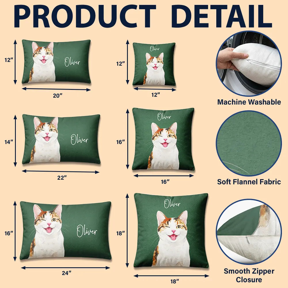 Art Design,Playful,Pet Lovers,Photo - Vivid Watercolor Art - Custom Photo Vivid Watercolor Art Happy Dog Cat Pet - Personalized Pillow