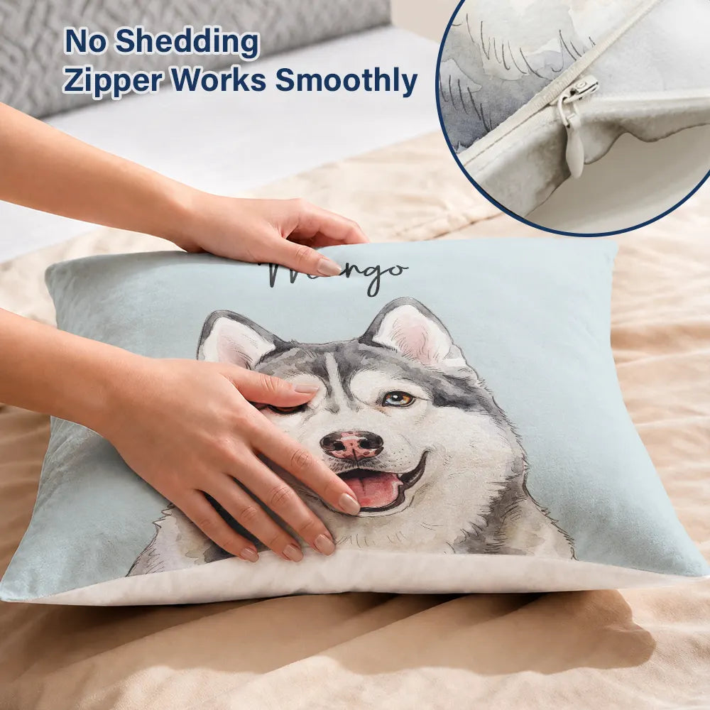 Art Design,Playful,Pet Lovers,Photo - Vivid Watercolor Art - Custom Photo Vivid Watercolor Art Happy Dog Cat Pet - Personalized Pillow