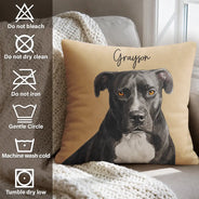Art Design,Playful,Pet Lovers,Photo - Vivid Watercolor Art - Custom Photo Vivid Watercolor Art Happy Dog Cat Pet - Personalized Pillow