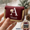 Confident,Gift For Yourself,Gift For Women,Icon - Nacre Effect Birth Month Flower And Name Gift For Her - Personalized Kiss Lock Jewelry Case