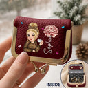 Playful,Gift For Yourself,Gift For Women,Vector,Icon - Gift For Her With Character And Birth Month Flower - Personalized Kiss Lock Jewelry Case