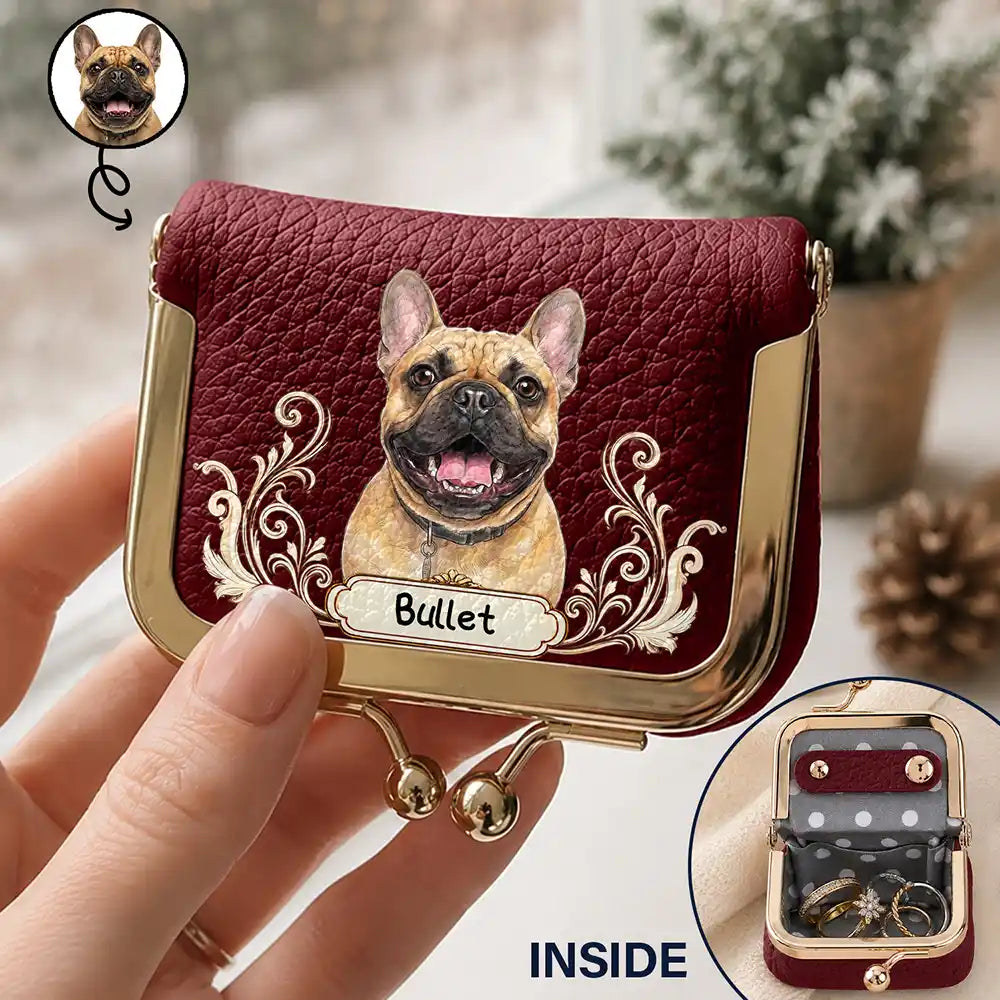 Custom Photo Realistic Watercolor Art Pet Portrait For Pet Mom Dog Mom - Personalized Kiss Lock Jewelry Case