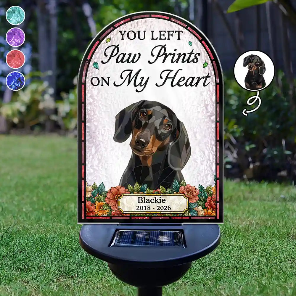 Art Design,Christmas,Pet Memorial,Sympathetic,Pet Lovers,Memorial,Photo - Stained Glass - Custom Photo Stained Glass Memorial Pet Forever In My Heart Always Loved - Personalized Solar Light
