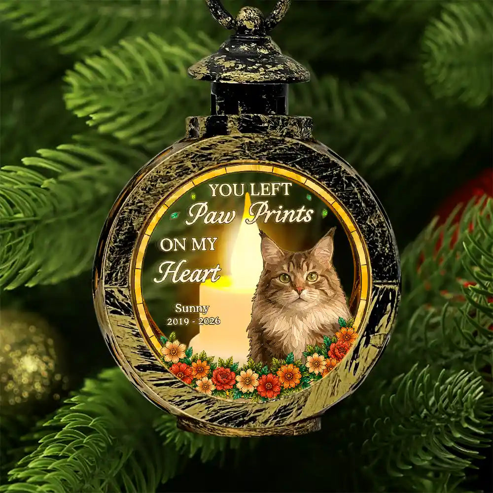 Art Design,Christmas,Pet Memorial,Sympathetic,Pet Lovers,Memorial,Photo - Stained Glass - Custom Photo Stained Glass Memorial Pet Forever In My Heart Always Loved - Personalized Candlelight Lantern Ornament