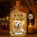 Art Design,Christmas,Pet Memorial,Sympathetic,Pet Lovers,Memorial,Photo - Stained Glass - Custom Photo Stained Glass Memorial Pet Forever In My Heart Always Loved - Personalized Short Bottle Light