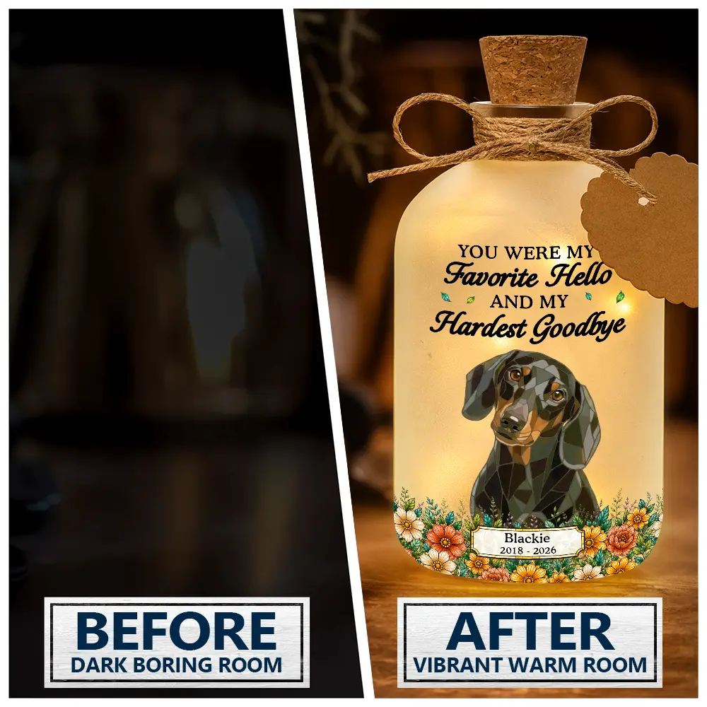 Art Design,Christmas,Pet Memorial,Sympathetic,Pet Lovers,Memorial,Photo - Stained Glass - Custom Photo Stained Glass Memorial Pet Forever In My Heart Always Loved - Personalized Short Bottle Light