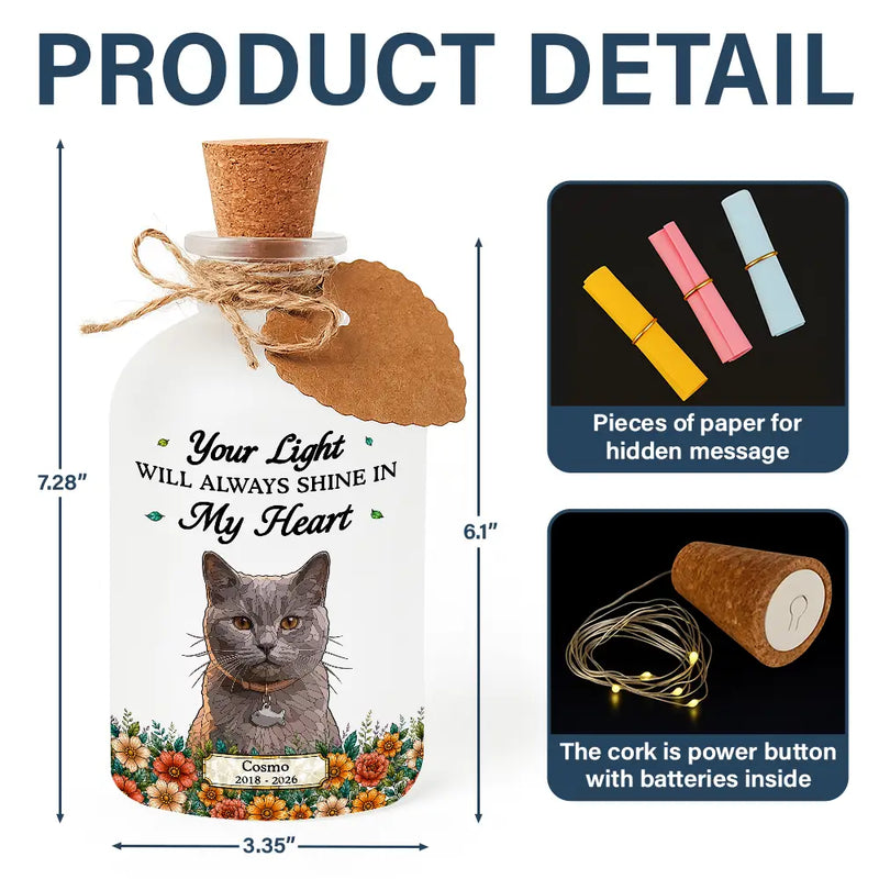 Art Design,Christmas,Pet Memorial,Sympathetic,Pet Lovers,Memorial,Photo - Stained Glass - Custom Photo Stained Glass Memorial Pet Forever In My Heart Always Loved - Personalized Short Bottle Light