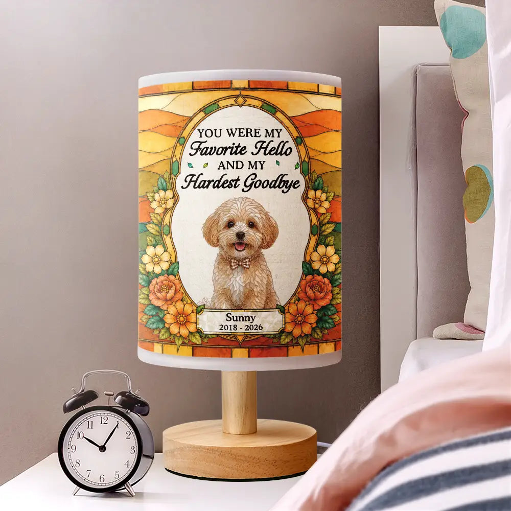Art Design,Christmas,Pet Memorial,Sympathetic,Pet Lovers,Memorial,Photo - Stained Glass - Custom Photo Stained Glass Memorial Pet Forever In My Heart Always Loved - Personalized Fabric Lamp