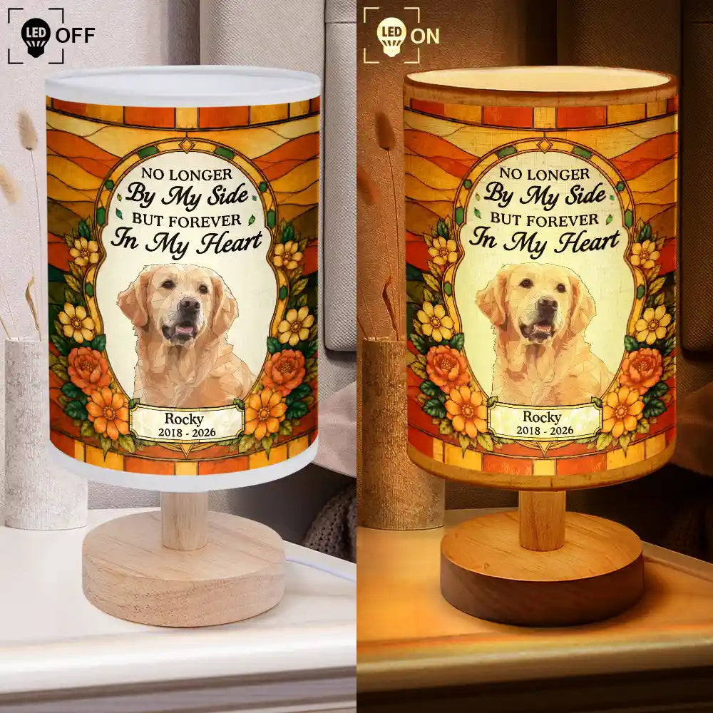 Art Design,Christmas,Pet Memorial,Sympathetic,Pet Lovers,Memorial,Photo - Stained Glass - Custom Photo Stained Glass Memorial Pet Forever In My Heart Always Loved - Personalized Fabric Lamp