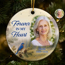 Memorial Loved One,Christmas,Custom Photo,Sympathetic,Family,Memorial,Upload Full Photo - Custom Photo Memorial Sympathy Gifts I'm Always With You - Personalized Circle Ceramic Ornament
