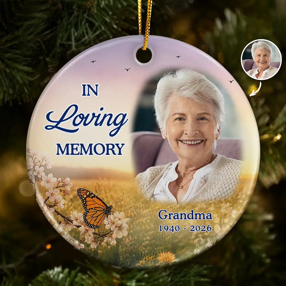 Memorial Loved One,Christmas,Custom Photo,Sympathetic,Family,Memorial,Upload Full Photo - Custom Photo Memorial Sympathy Gifts I'm Always With You - Personalized Circle Ceramic Ornament