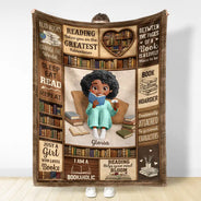 Confident,Christmas,Reading,Gift For Yourself,Gift For Women,Vector - My Reading Blanket I Am A Bookaholic Gift For Book Lovers - Personalized Fleece Blanket, Sherpa Blanket