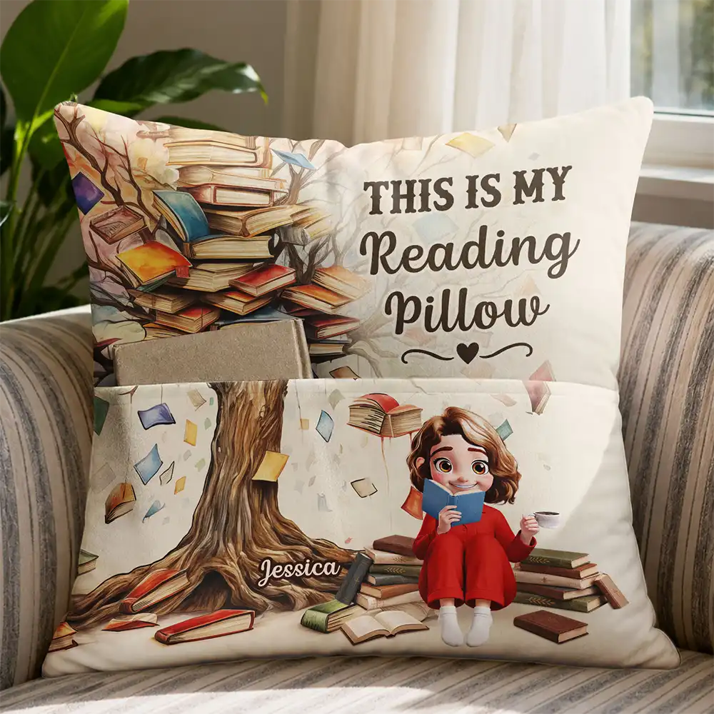 Confident,Christmas,Reading,Gift For Yourself,Gift For Women,Vector - This Is My Reading Pillow Gift For Book Lovers - Personalized Pocket Pillow