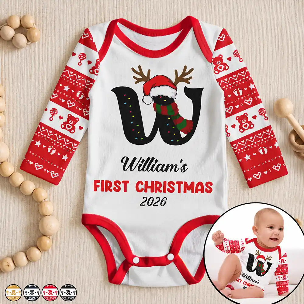 Adorable,First Christmas,Gift For Baby,Christmas,Vector - My First Christmas New Baby - Personalized Baby Bodysuit