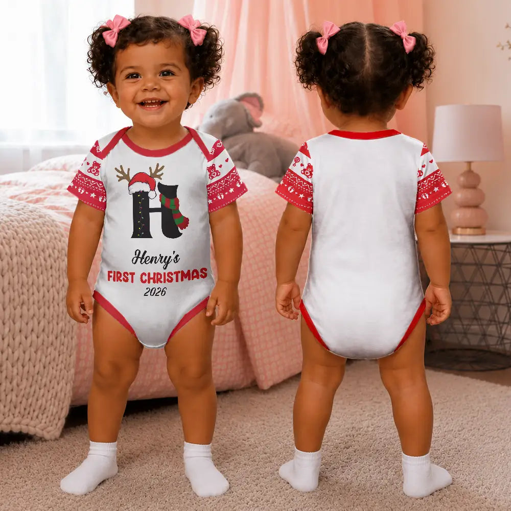 Adorable,First Christmas,Gift For Baby,Christmas,Vector - My First Christmas New Baby - Personalized Baby Bodysuit