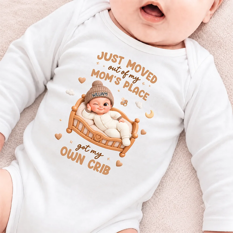 Top Market,New Baby,New Mom,Christmas,Humorous,Gift For Mother,Vector - Just Moved Out My Mom's Place Baby Shower Gifts For New Moms New Dads New Parents - Personalized Baby Onesie