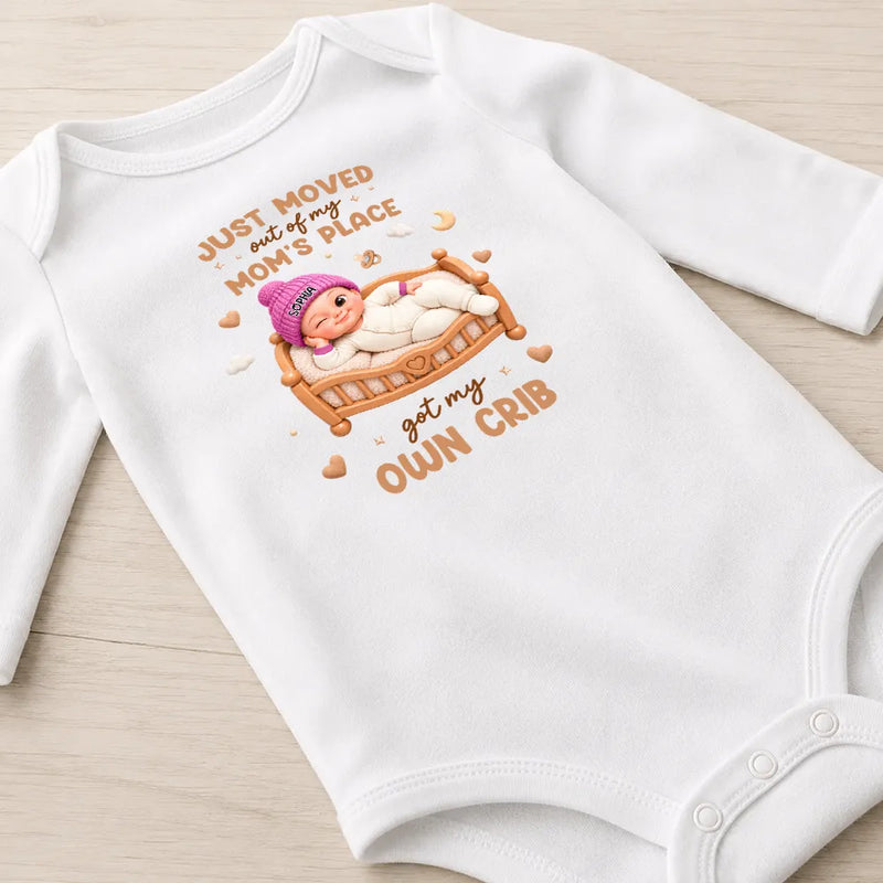 Top Market,New Baby,New Mom,Christmas,Humorous,Gift For Mother,Vector - Just Moved Out My Mom's Place Baby Shower Gifts For New Moms New Dads New Parents - Personalized Baby Onesie