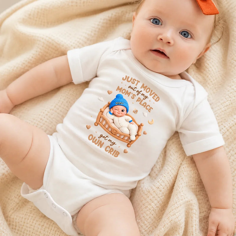Top Market,New Baby,New Mom,Christmas,Humorous,Gift For Mother,Vector - Just Moved Out My Mom's Place Baby Shower Gifts For New Moms New Dads New Parents - Personalized Baby Onesie