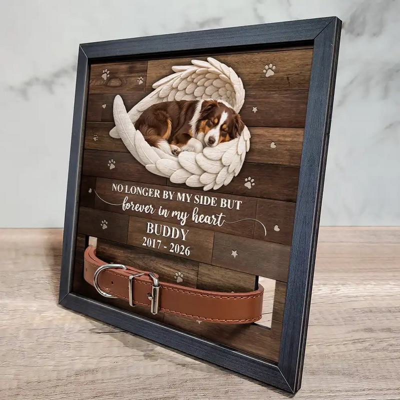 Art Design,Christmas,Pet Memorial,Cozy,Pet Lovers,Memorial,Photo - Sleeping Pet Angle Wing - Custom Photo Sleeping Angel Forever Loved Memorial Dog Cat - Personalized Pet Loss Sign, Collar Frame