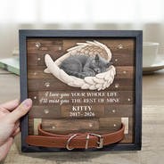 Art Design,Christmas,Pet Memorial,Cozy,Pet Lovers,Memorial,Photo - Sleeping Pet Angle Wing - Custom Photo Sleeping Angel Forever Loved Memorial Dog Cat - Personalized Pet Loss Sign, Collar Frame
