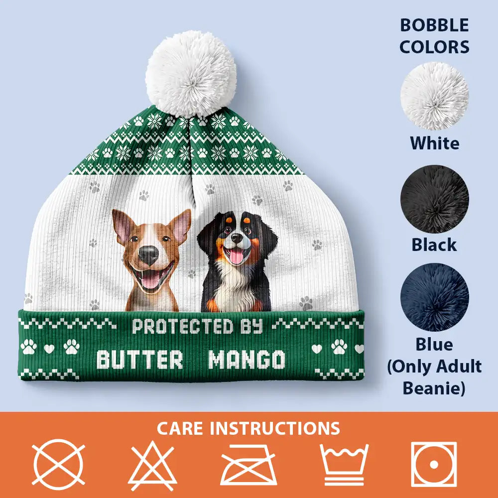 Top Market, Pet Mom, Gifts For Her, New Baby, Playful, Christmas, Gift For Mother, Pet Lovers, Vector - Protected By Pet Gift For New Baby New Mom New Dad - Personalized Bobble Beanie Hat