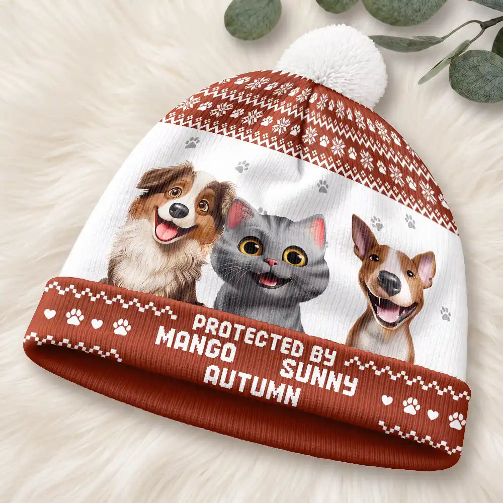 Top Market, Pet Mom, Gifts For Her, New Baby, Playful, Christmas, Gift For Mother, Pet Lovers, Vector - Protected By Pet Gift For New Baby New Mom New Dad - Personalized Bobble Beanie Hat