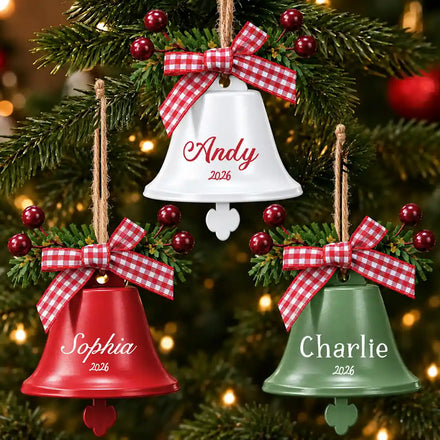 Family Christmas Gift - Personalized Custom Name Tree Hanging Decoration Bell Ornament