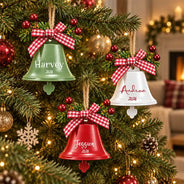 Christmas,Custom Text,Family,Happy,Indoor Decor - Family Christmas Gift - Personalized Tree Hanging Decoration Bell Ornament