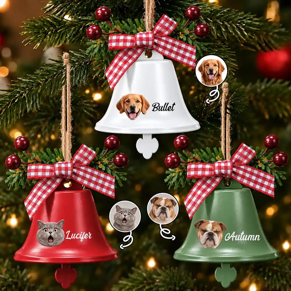 Christmas Gift For Dog Cat Lovers - Personalized Custom Photo Tree Hanging Decoration Bell Ornament