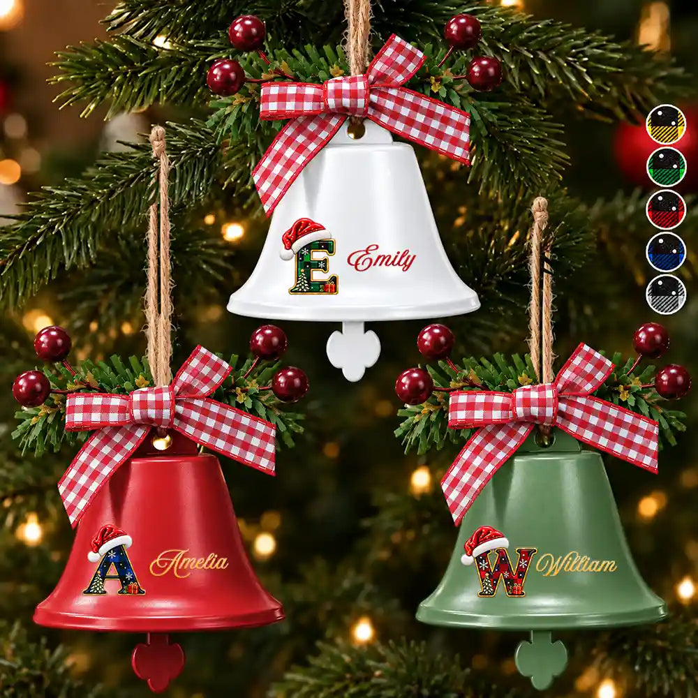 Christmas,Family,Happy,Icon,Indoor Decor - Family Christmas Gift - Personalized Tree Hanging Decoration Bell Ornament