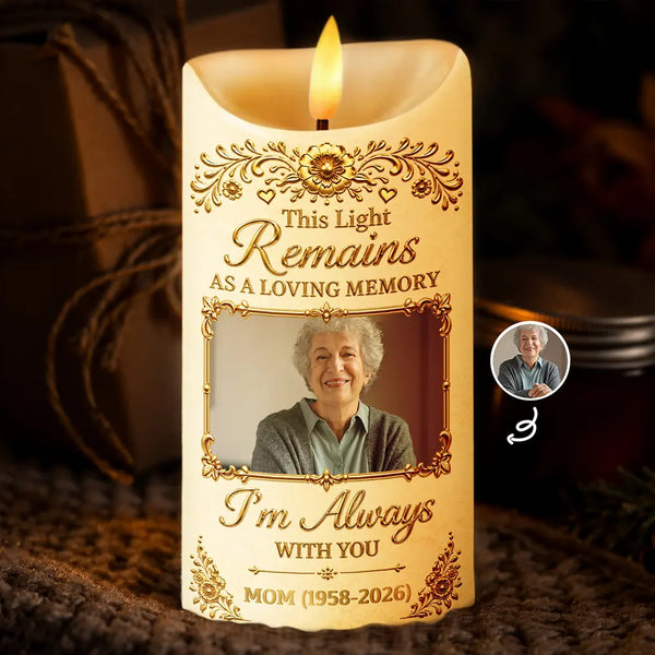 Custom Photo, Family, Memorial, Memorial Loved One, Sympathetic, Upload Full Photo - Memorial Sympathy Gifts For Loss Of Loved One - Personalized Custom Photo A Loving Memory Flameless LED Candle