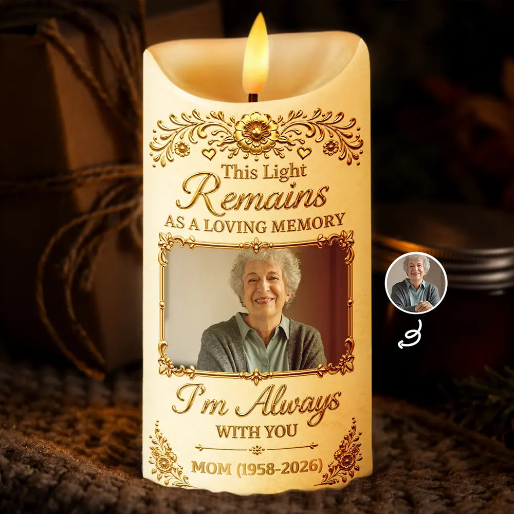 Custom Photo, Family, Memorial, Memorial Loved One, Sympathetic, Upload Full Photo - Memorial Sympathy Gifts For Loss Of Loved One - Personalized Custom Photo A Loving Memory Flameless LED Candle
