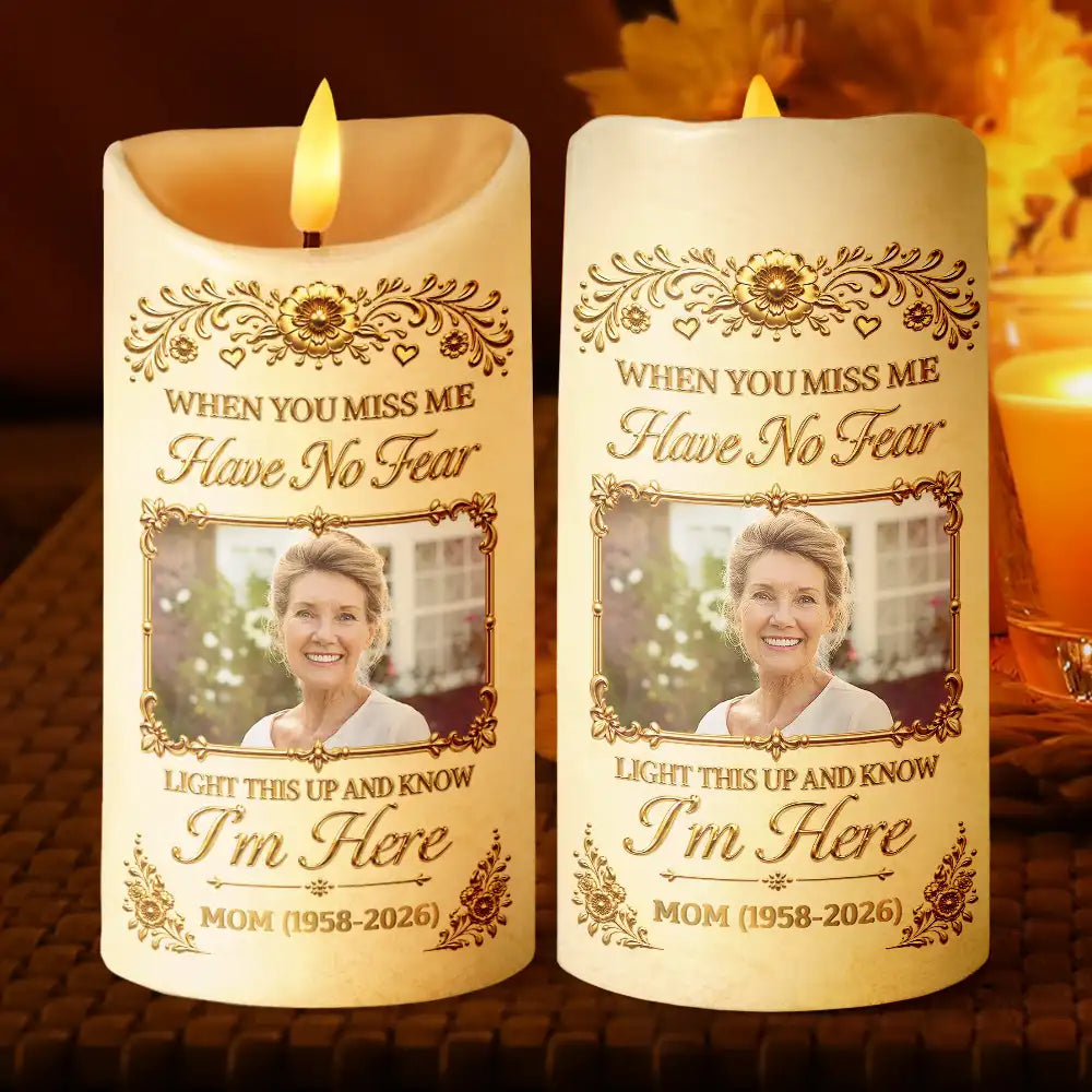 Custom Photo, Family, Memorial, Memorial Loved One, Sympathetic, Upload Full Photo - Memorial Sympathy Gifts For Loss Of Loved One - Personalized Custom Photo A Loving Memory Flameless LED Candle