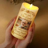 Custom Photo, Family, Memorial, Memorial Loved One, Sympathetic, Upload Full Photo - Memorial Sympathy Gifts For Loss Of Loved One - Personalized Custom Photo A Loving Memory Flameless LED Candle