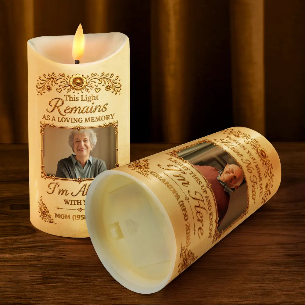 Custom Photo, Family, Memorial, Memorial Loved One, Sympathetic, Upload Full Photo - Memorial Sympathy Gifts For Loss Of Loved One - Personalized Custom Photo A Loving Memory Flameless LED Candle