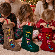 Christmas,Custom Text,Gift For Kids,Indoor Decor,Playful - Christmas Gift For Kids, Grandchildren, Family - Personalized Hand-Crocheted Colorful Yarn Name Knitted Christmas Stocking