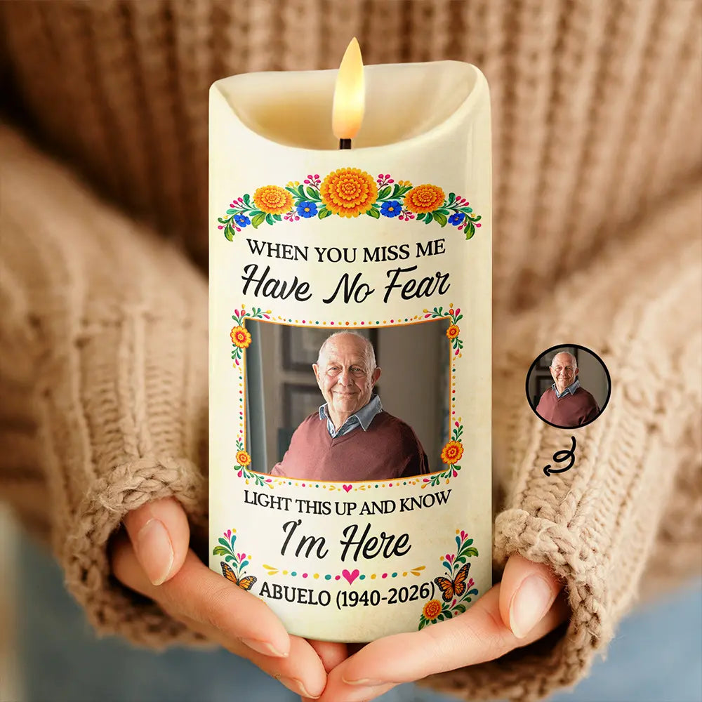 Custom Photo,Family,Sympathetic,Top Market,Upload Full Photo - Day Of The Dead Memorial - Personalized Custom Photo I'm Always With You Flameless LED Candle