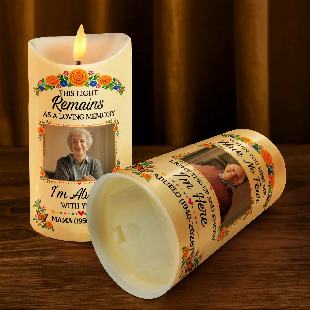 Custom Photo,Family,Sympathetic,Top Market,Upload Full Photo - Day Of The Dead Memorial - Personalized Custom Photo I'm Always With You Flameless LED Candle