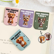 Art Design,Christmas,Custom Photo,Humorous,Pet Lovers,Photo - 3D Chibi Adorable Pet,Reading - Bookish Gifts For Pet Lovers, Book Lovers - Personalized Custom Photo You Pawsed Here Leather Magnetic Bookmark