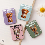 Art Design,Christmas,Custom Photo,Humorous,Pet Lovers,Photo - 3D Chibi Adorable Pet,Reading - Bookish Gifts For Pet Lovers, Book Lovers - Personalized Custom Photo You Pawsed Here Leather Magnetic Bookmark