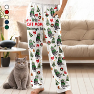 Art Design, Christmas, Custom Photo, Gift For Mother, Gifts For Her, Happy, Pet Lovers, Pet Mom, Photo - Christmas Accessories 3D Cartoon Pet - Christmas Gift For Pet Mom - Personalized Custom Photo Pet Name Festive Pattern Pajama Pants