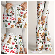 Art Design, Christmas, Custom Photo, Gift For Mother, Gifts For Her, Happy, Pet Lovers, Pet Mom, Photo - Christmas Accessories 3D Cartoon Pet - Christmas Gift For Pet Mom - Personalized Custom Photo Pet Name Festive Pattern Pajama Pants