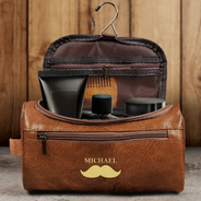 Confident,Gift For Men,Gift For Yourself,Gifts For Him,Monogram,Top Market - Gift For Men, Husband, Dad - Personalized Monogram Vintage Leather Toiletry Bag