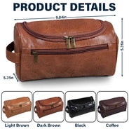Confident,Gift For Men,Gift For Yourself,Gifts For Him,Monogram,Top Market - Gift For Men, Husband, Dad - Personalized Monogram Vintage Leather Toiletry Bag
