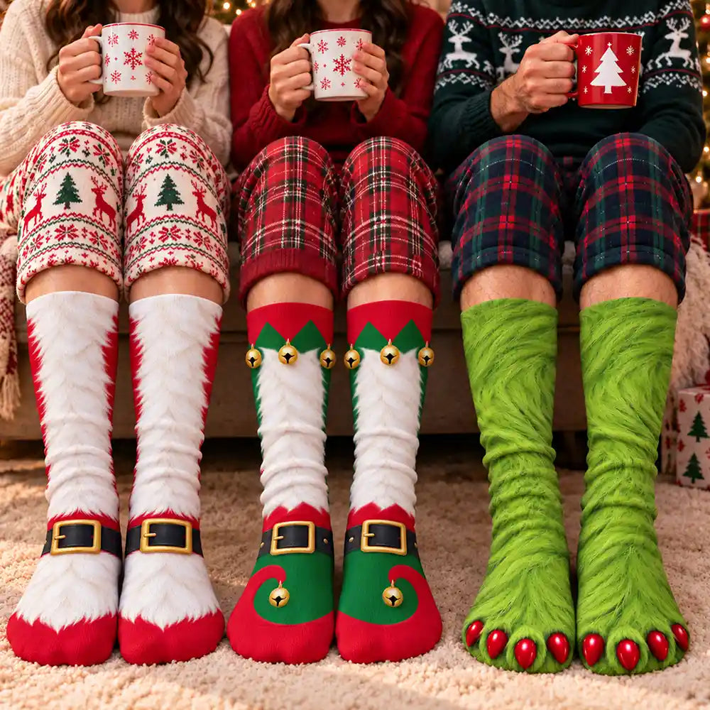 Funny Christmas Gag Gift For Friends Siblings Family - Personalized Christmas Character Feet Socks