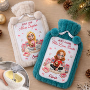 Christmas,Cozy,Gift For Women,Gift For Yourself,Gifts For Her,Reading,Vector - Gift For Book Lover - Personalized Just A Girl Who Loves Books Hot Water Bottle