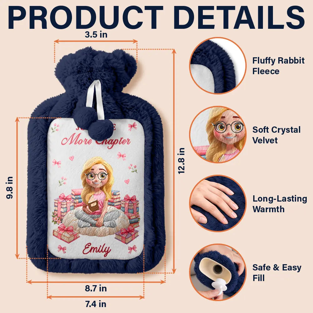 Christmas,Cozy,Gift For Women,Gift For Yourself,Gifts For Her,Reading,Vector - Gift For Book Lover - Personalized Just A Girl Who Loves Books Hot Water Bottle
