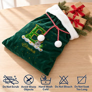 Christmas, Family, Happy, Vector - Christmas Gifts For Family Kids - Personalized Monogram With Character Velvet Favor Bag